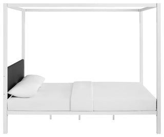 Modway Raina Queen Canopy Bed Frame, White Gray