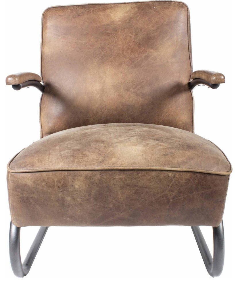 First of A Kind Perth Club Chair Grazed Brown Leather