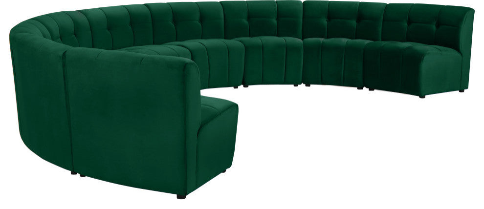 Limitless Velvet Upholstered 9-Piece Modular Sectional, Green