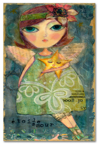 Wyanne 'Big Eyed Girl Star Lover Fairy' Canvas Art, 19"x12"