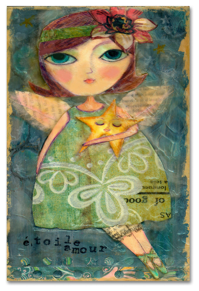 Wyanne 'Big Eyed Girl Star Lover Fairy' Canvas Art, 19"x12"