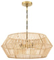 22" W 4 Light Bohemian Bamboo Chandelier With Brass Canopy