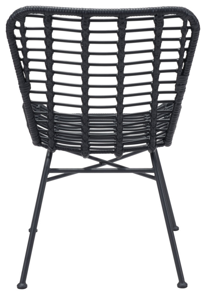 Dining Chair, Set of 2, Aluminum, Metal, Black, Outdoor Patio Balcony Garden