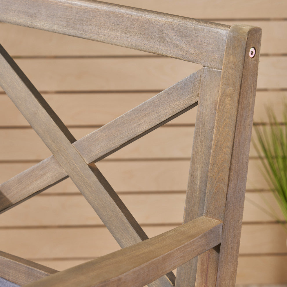 GDF Studio Logan Outdoor Acacia Wood Barstools, Set of 2, Gray