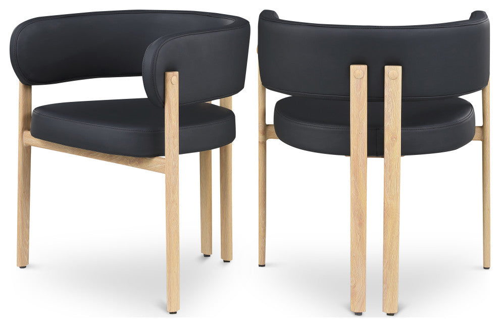 Gideon Black Faux Leather Dining Chair (Set of 2), Black, Natural Finish