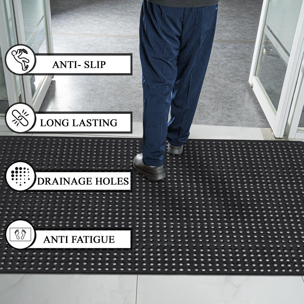 A1HC Checkered Holes Multi-Utility Commercial Large Scrapper Doormat 48"x72"