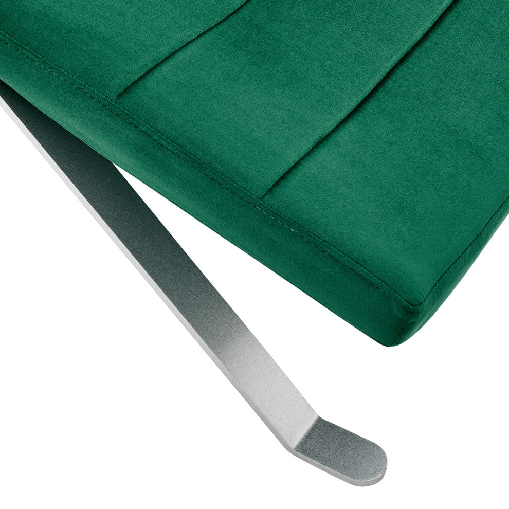 Gilda Lounge Chair, Green Velvet With Silver Base