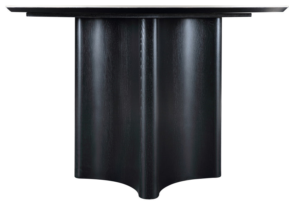 Corvina Stone And Oak Veneer Dining Table, Black, 46.5" W x 46.5" D, Round
