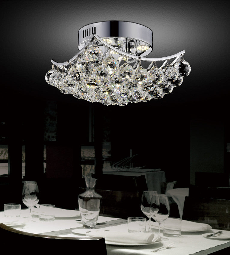 Queen 6 Light Flush Mount With Chrome Finish