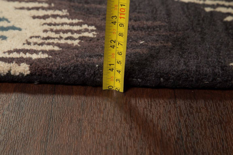 Agra Hand Tufted Ikat Transitional Oriental Area Rug, Black, 8x10'