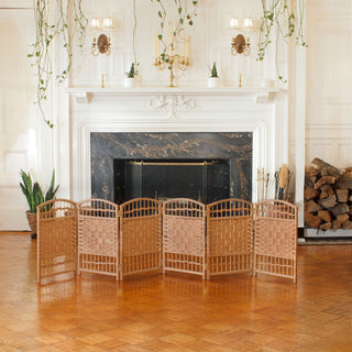 2 ft. Short Fiber Weave Room Divider Natural 6 Panels