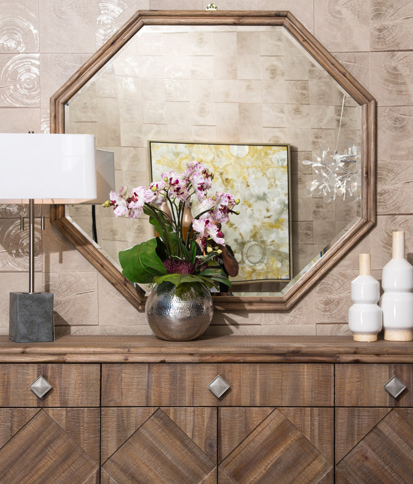 Hudson Ferry Octagonal Wall Mirror - Driftwood Brown