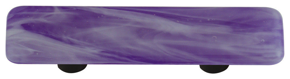 Art Glass Rectangle Swirl Pull, Alum Post, White Swirl Cobalt Blue