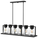 Hinkley Refinery Medium Six Light Linear, Black With Clear Glass