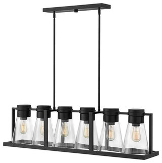 Hinkley Refinery Medium Six Light Linear, Black With Clear Glass