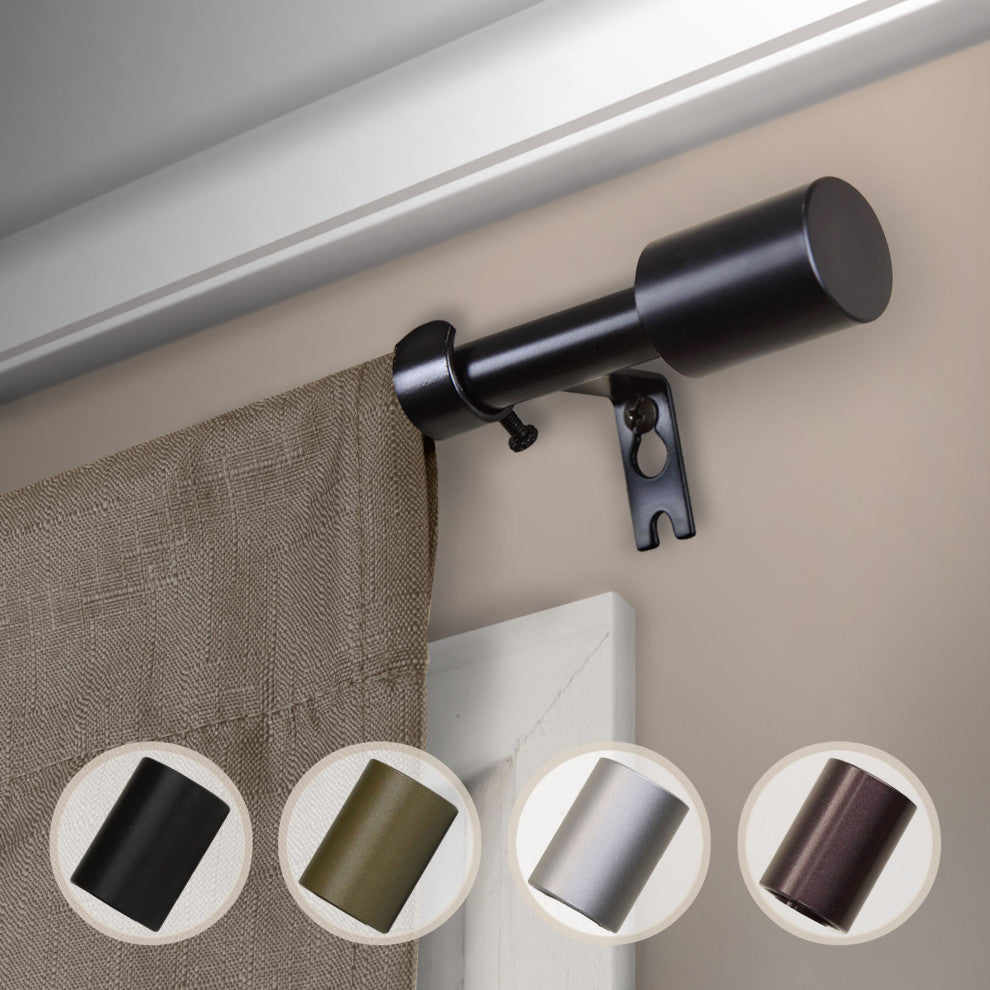 Nora 5/8" Curtain, Rod, Black, 18-28"