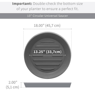 Universal Round Plant Saucer, Drip Tray, Inner Diameter 13" x Outer 17", Black