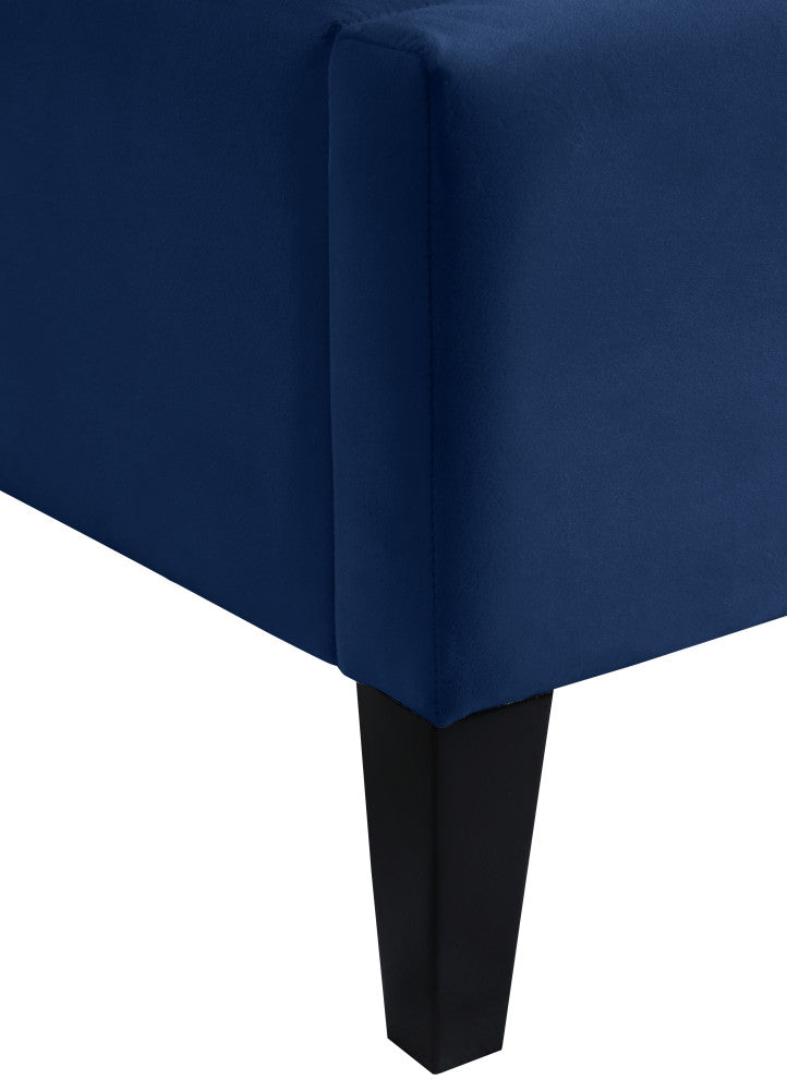 Fritz Velvet Upholstered Bed, Navy, Twin