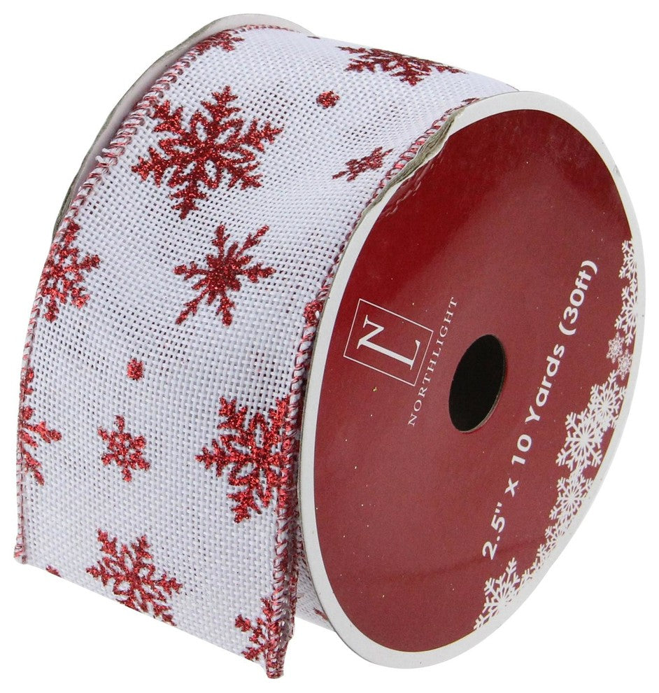Snowflakes Burlap Wired Christmas Craft Ribbon