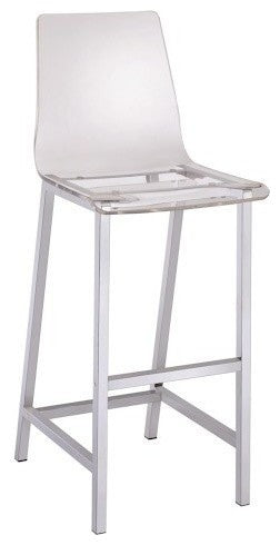 White Finsh Acrylic Seat Bar Stools With Chrome Base, Set of 2