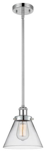 Large Cone 1-Light Pendant, Polished Chrome, Clear