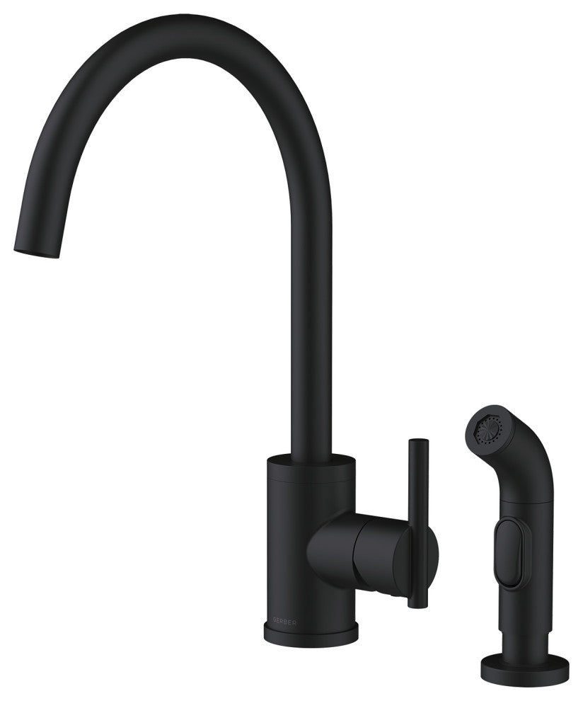Parma Single Handle Kitchen Faucet w/ Spray, Satin Black