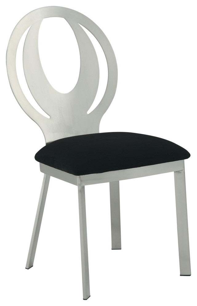 Furniture of America Myer Stainless Steel Dining Chair in Silver (Set of 2)