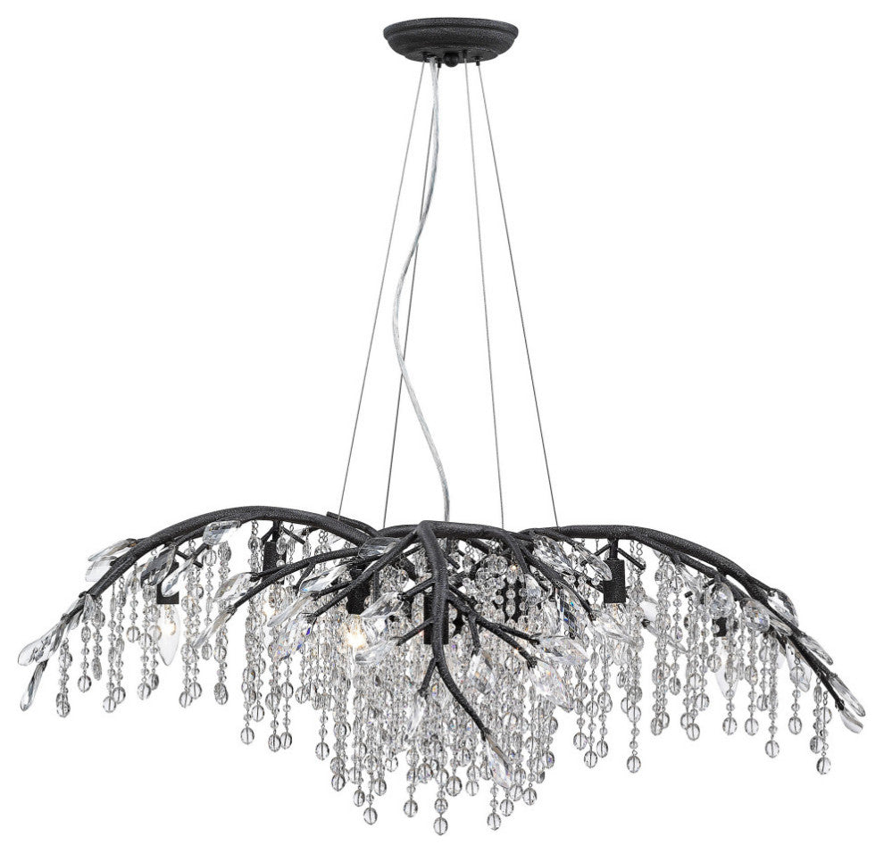 Autumn Twilight 12-Light Chandelier, Mystic Gold, Black Iron