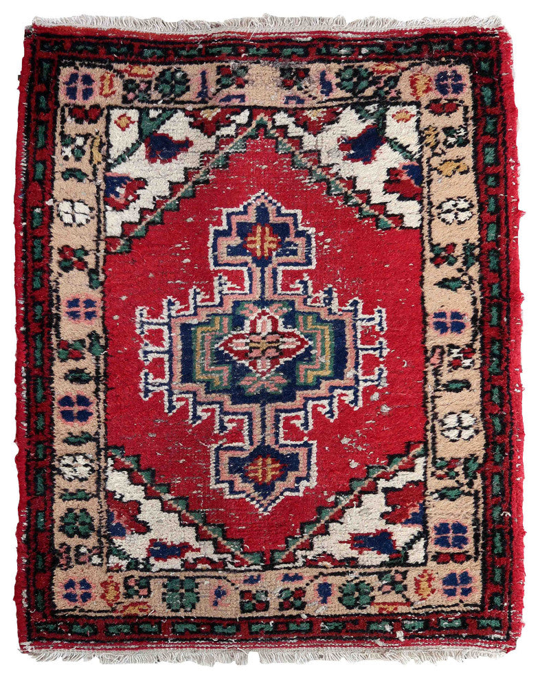 Handmade Vintage Persian Hamadan Rug 2.1'x2.9', 65cmx89cm 1970s