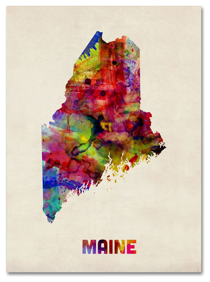 'Maine Map' Canvas Art by Michael Tompsett