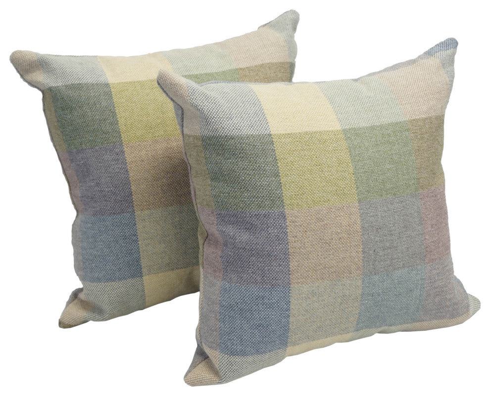 17" Jacquard Throw Pillows With Inserts, Set of 2, Vintage Plaid