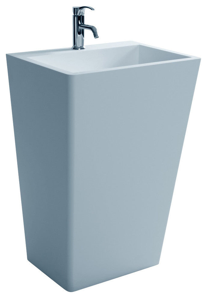 ADM Rectangular Freestanding Pedestal Sink, White, 22", Matte White
