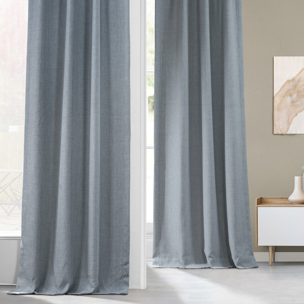 Faux Linen Darkening Curtain Single Panel, Heather Gray, 50"x120"