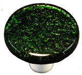 Metallic Green Knob Round, Black Post