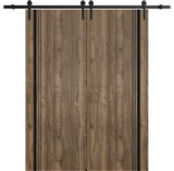 Sturdy Double Barn Door 36 x 80 with | Planum 0011 Walnut with  | 13FT