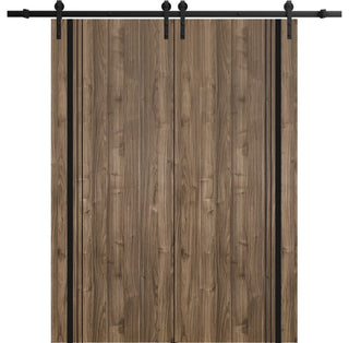 Sturdy Double Barn Door 36 x 80 with | Planum 0011 Walnut with  | 13FT