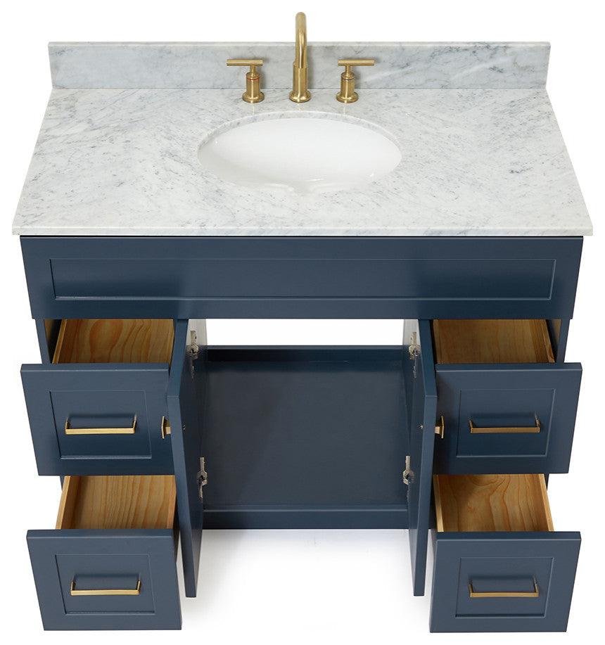 Ariel Hamlet 43" Oval Sink Bath Vanity, 0.75" Carrara Marble