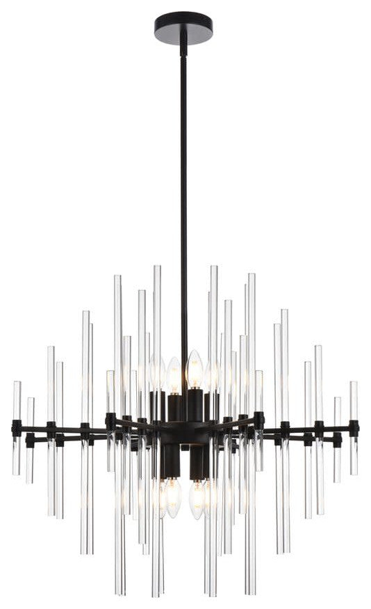Elegant Lighting 2502D27 Sienna 8 Light 27"W Crystal Chandelier - Black