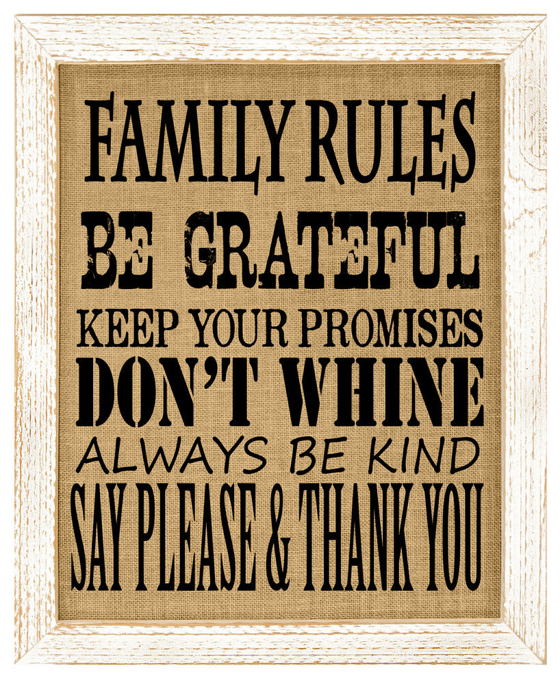 Family Rules Burlap Wall Art