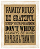 Family Rules Burlap Wall Art