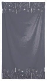 Dark Gray Flowers 58 x 102 Outdoor Tablecloth