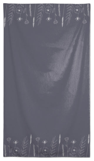Dark Gray Flowers 58 x 102 Outdoor Tablecloth