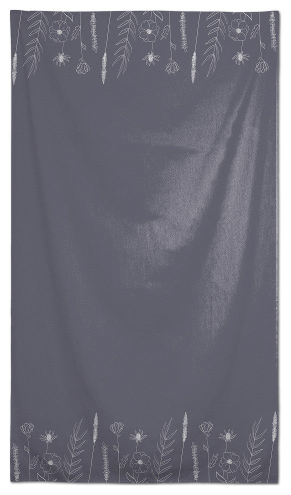 Dark Gray Flowers 58 x 102 Outdoor Tablecloth