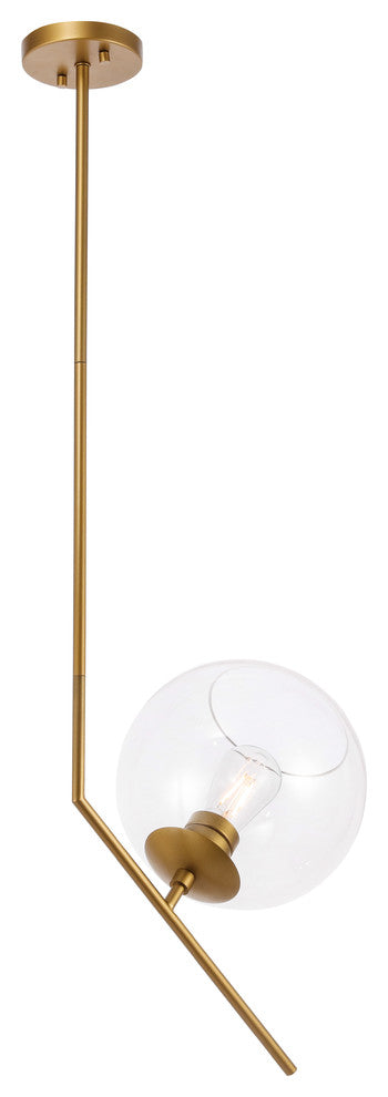 Brass Finish And Clear Glass 1-Light Pendant