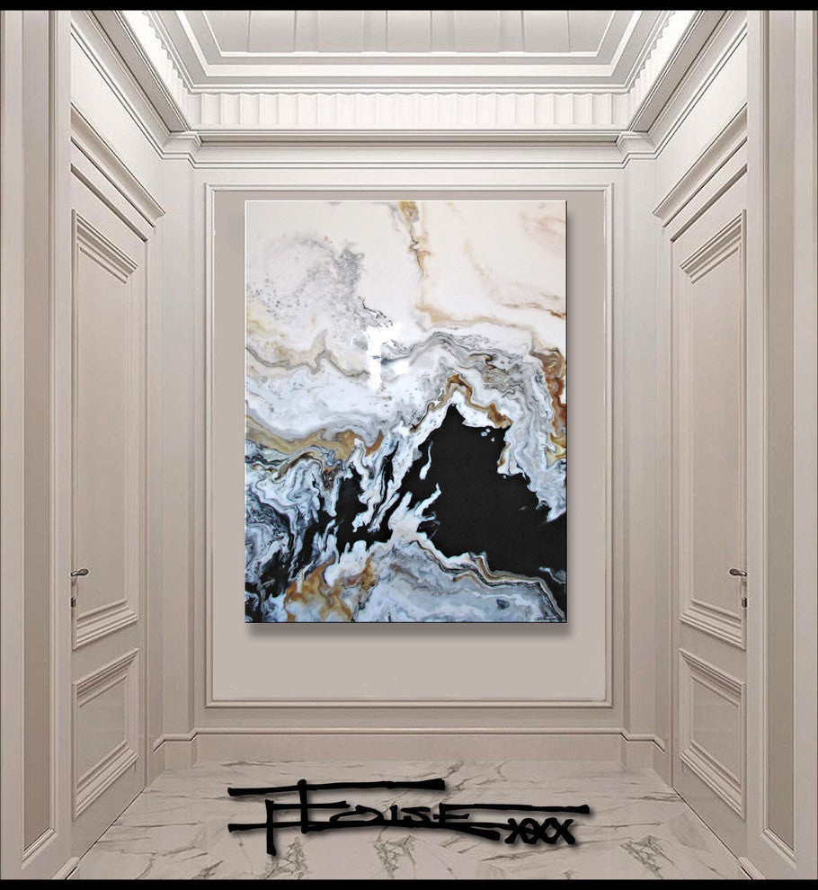 Modern Contemporary Fine Art "Tributary" Resin Coated Limited Edition 48"x36" E