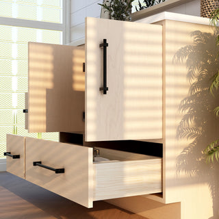 Victoria 42" Solid Wood Bath Vanity Left Side Drawers, Yellow Oak