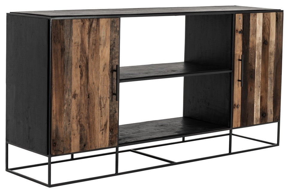 Modern Rustic Black and Natural Media Center TV Stand