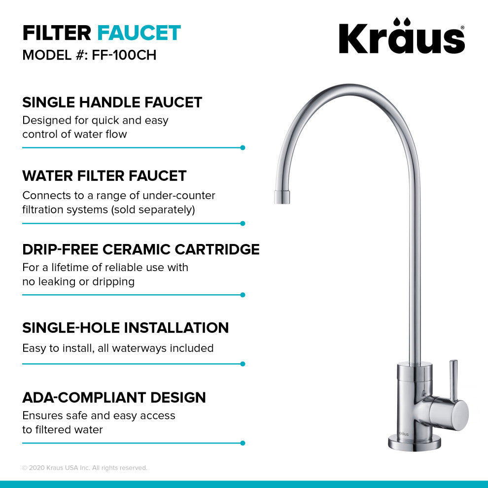 Purita Drinking Water Dispenser Beverage Kitchen Faucet, Chrome