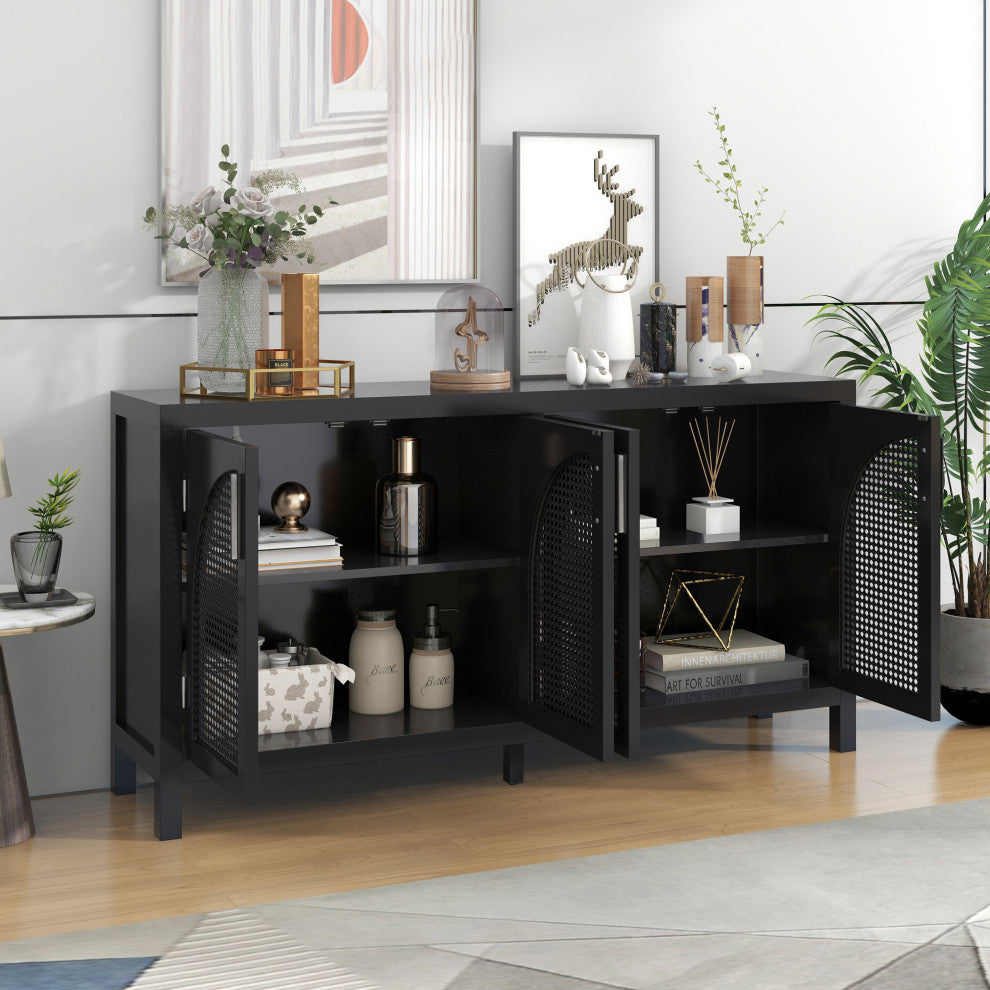TATEUS 60" Kitchen Sideboard Storage Buffet Cabinet, Black