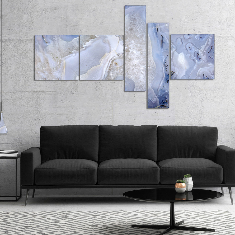 Agate Stone Background, Abstract Canvas Wall Art Print, 60"x32", 5 panels